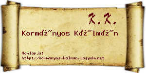 Kormányos Kálmán névjegykártya